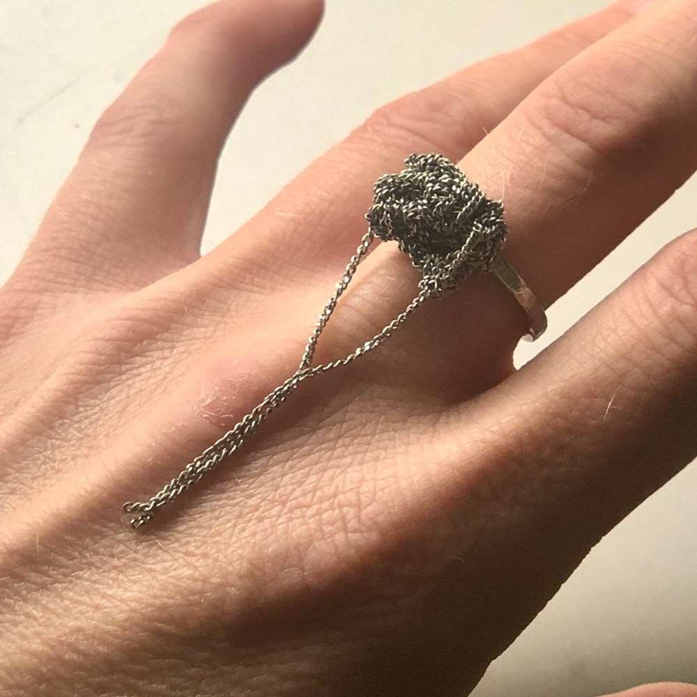 ARIELLE DE PINTO Crocheted Sterling Ring Sz 6